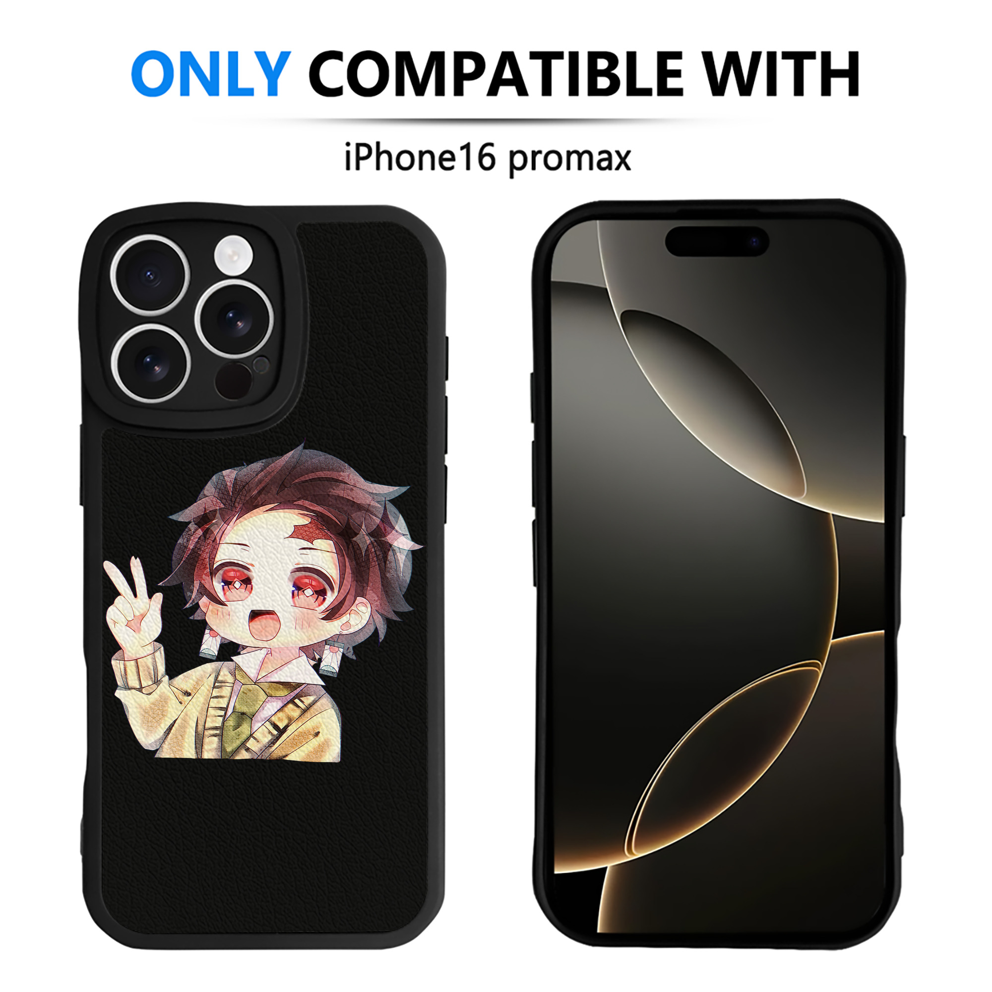 （画像用） 鬼滅の刃 竈門 炭治郎／かまど たんじろう Kamado Tanjirou 【iPhone 16シリーズ対応】シリコンスマホケース（レザー調） 材質：シリコン